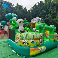 Panda bunga tema bambu tunas anak-anak istana melompat rumah meluncur tempat bermain dalam ruangan dan luar ruangan untuk anak-anak