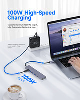 Hub USB C 6 en 1 con Salida 4K HDR, Carga PD de 100W, Adaptador de Estación de Acoplamiento Tipo C de 5Gbps para iPad, Mac, PC con Windows