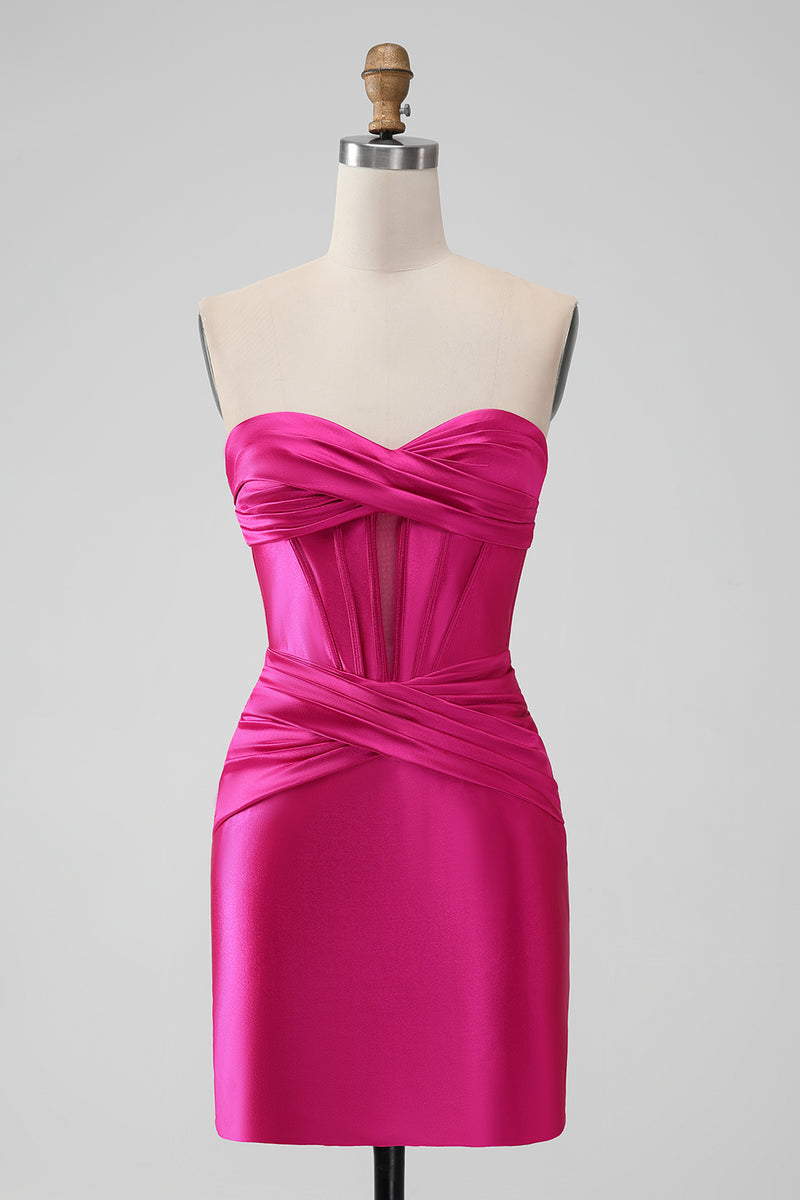 Hot Pink Strapless Corset Short Graduation Dress| Alibaba.com