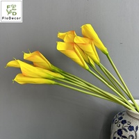 Bouquet de mariée de haute qualité en PU artificiel, 64 cm, effet toucher réel, lys calla blanc et jaune, pour décoration de mariage, salon et maison