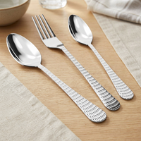 Ensemble de couverts modernes en acier inoxydable avec poignée texturée, compatibles lave-vaisselle, pour la restauration, les mariages, la maison et les restaurants