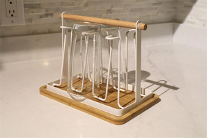 Maoyuan nouveau support <span class=keywords><strong>de</strong></span> séchage <span class=keywords><strong>de</strong></span> tasse en métal bambou égouttoir <span class=keywords><strong>de</strong></span> bouteille avec poignée <span class=keywords><strong>2022</strong></span> - Product Image 3