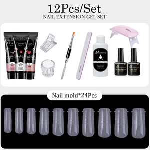 Kit de gel d'extension d'ongles 12 pièces/ensemble 15 ml avec mini lampe UV, couche de base et de finition, gel de construction facile à appliquer, ensemble d'outils de manucure pour salon de manucure - Product Image 2