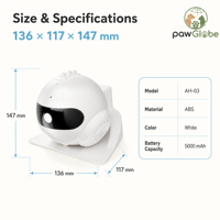 Robot compagnon intelligent pour animaux de compagnie ABS 5000 mAh avec vidéo HD, vision nocturne infrarouge, patrouille automatique, jeu laser et interaction vocale