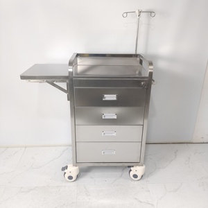 Hoogwaardige 304 roestvrijstalen ziekenhuis meubilair verpleegkar met wielen voor het overbrengen van medicijnen naar ziekenhuizen - Product Image 1
