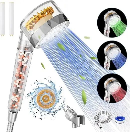 مجموعة رأس دش التدليك بألوان LED من الكمبيوتر ونظام فلتر مياه دش الحمام