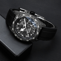 Reloj Mecánico Automático de Fibra de Carbono para Hombre, Reloj de Pulsera de Lujo con Correa de Silicona y Logotipo Personalizado, Fabricante OEM ODM