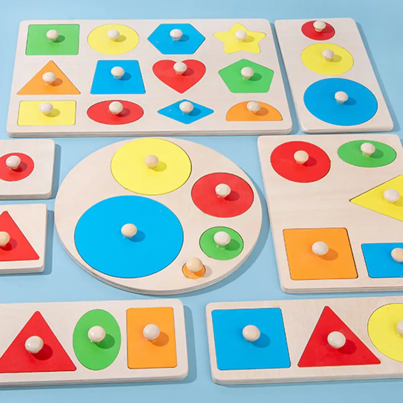 In legno forme geometriche Montessori Puzzle ordinamento matematica apprendimento prescolare gioco educativo bambino bambino giocattolo per bambini