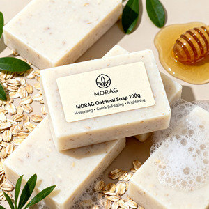 Barre de savon à l'avoine au lait de chèvre fait à la main nettoyant naturel blanchissant pour le visage et le corps au miel huile d'olive glycérine - Product Image 6