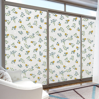 Film de fenêtre décoratif floral imprimé en 3D RNPT, adhésif statique, pour salon, chambre, porte coulissante