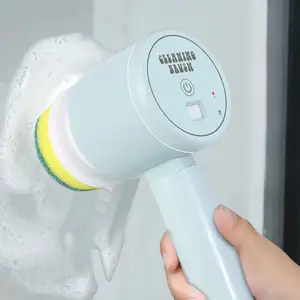 Elektrikli mutfak temizleme fırçası Usb banyo ev çok fonksiyonlu temizleyici Spin Scrubber için otomatik ile 3 kafaları