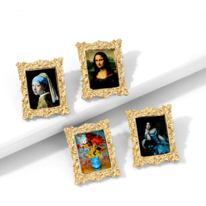 Pendientes Rectangulares Martillados <span class=keywords><strong>de</strong></span> Acero Inoxidable con Diseño Geométrico <span class=keywords><strong>de</strong></span> <span class=keywords><strong>la</strong></span> Mona Lisa y Girasol, Estilo Vintage - Product Image 1