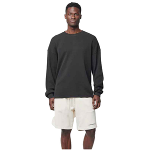 เสื้อคอกลมแขนยาวของผู้ชายทรงโอเวอร์ไซส์เข้ารูป250สีพื้น - Product Image 4