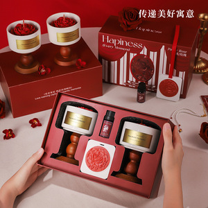 Camellia Scented Candle Gift Set Ceramic Exquisite Wedding Engagement Gift - Product Image 3