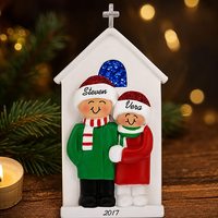 Ornement de Noël en résine de haute qualité pour la famille et l'église, motifs croix, cloche, fenêtre, chapeau, pull, écharpe, art populaire, durable, 6 couleurs