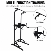 Tour de musculation multifonctionnelle Powermax avec barre de traction et station de dips réglable, capacité 150 kg, en fer, pour entraînement de force à domicile