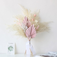 Bouquet de fleurs séchées personnalisé de style Ins, hibiscus rose mélangé, arrangement floral préservé éclairé par LED pour la décoration de la maison