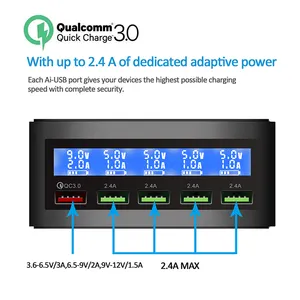 Usb Multi Charger Fast USB Charger Manufacturer 50W QC 3.0 Multi USB Charger For Smart Phone With LCD Display USB Charger