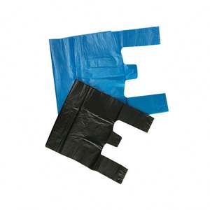 Chaleco de plástico liso negro con asas, bolsas de embalaje para camisetas - Product Image 5