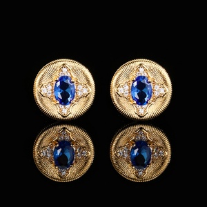 Fashion Jewelry Eco-friendly Copper Oval Cut 5*7mm Multicolor Zircon Vintage Gold Plated Geometric Shape <b>Earrings</b> for Women - Product Image 4