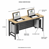 Escritorio Doble para Computadora con Soporte para PC, Superficie de HDF, Panel de Acero Resistente, 1200x600x750mm, Suministro para Proyectos Escolares y Gubernamentales
