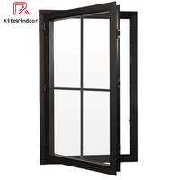Europese moderne aluminium draai-kiepramen met zwart frame en gehard glas voor keuken en buitengebruik
