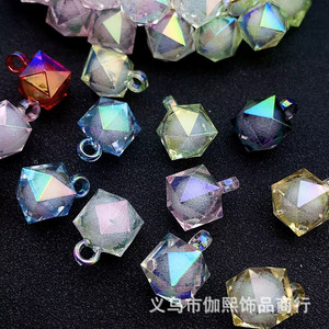 Perles en forme de cube de cristal 16 mm, facettées, motif bulle océanique, trou de suspension, pour la fabrication de bijoux, pendentif de voiture, accessoires DIY, en résine - Product Image 3