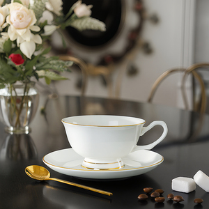 Biểu Tượng Tùy Chỉnh Xương Trung Quốc Ly Và Các Món Trà, Tối Giản Màu Trắng Tinh Khiết Vàng Rim Hiện Đại Trà Cốc Cà Phê Đĩa Đặt - Product Image 1