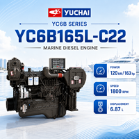 Moteur diesel marin refroidi par eau Yuchai YC6B YC6B165L-C22 163HP 1800 tr/min, puissance économe en carburant pour les bateaux de pêche et de transport de marchandises