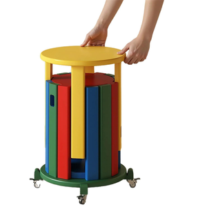 4 in 1 Top Stackable Wooden Nesting <b>Stools</b> Multi-Purpose Coffee Table Set for Living Room Home Furniture - Product Image 1