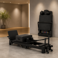 Nouveau Reformer Pilates Pliant 2026 en Aluminium Noir avec Logo Personnalisable – Machine Professionnelle en Alliage d'Aluminium pour Pilates