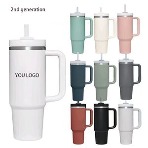 Customized Blue 40 oz 304 Stainless Steel Double Wall Vacuum Insulated BPA Free 6-12hr Thermal Travel Tumbler Handle Straw for - Product Image 2
