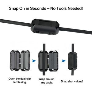 Anello di soppressione a clip per cavi, filtro antirumore <span class=keywords><strong>RFI</strong></span>, con nucleo in <span class=keywords><strong>ferrite</strong></span> NiZn, in custodia ABS, per cavi di alimentazione - Product Image 3