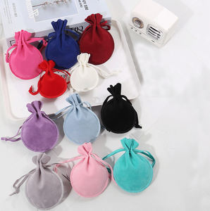 Pochette en velours personnalisée de luxe avec logo, sac d'emballage pour bijoux, sac à cordon souple pour bagues, boucles d'oreilles, colliers, pour petites entreprises - Product Image 1