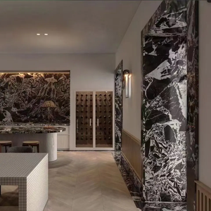 Fábrica de China de lujo Calacatta <span class=keywords><strong>Viola</strong></span> negro blanco mármol Panel pulido diseño moderno piedra placa grande losas para Hotel mejor precio - Product Image 4