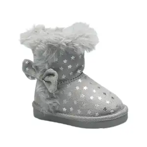 Botas con estampado de purpurina para niñas pequeñas, botas de nieve de invierno cálidas, baratas, venta al por mayor
