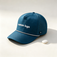 Casquette de course 5 panneaux personnalisable avec logo, séchage rapide, respirante, perforée, légère, avec cordon, pour sports de plein air, vierge, vente en gros