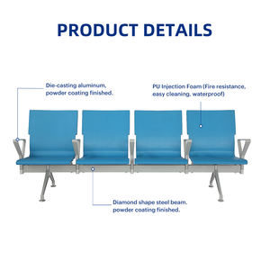 Banco de Espera para Recepción, Asientos para Sala de Espera, Hospital, Clínica, Público, 3, 4, 5 Plazas, Estructura Metálica, Silla de Espera para Aeropuerto - Product Image 4