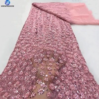Dentelle Sinya de luxe en maille à sequins et perles, 5 yards, dernière collection, tissu en tulle français brodé perlé, bordeaux, pour mariage et fête