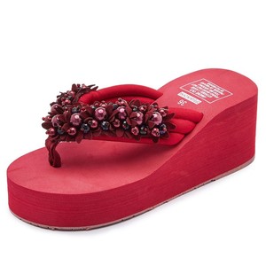 Sandales compensées à talon compensé pour femmes, style <span class=keywords><strong>tong</strong></span>, chaussures de mode, pantoufles pour filles, fabricant en gros - Product Image 3