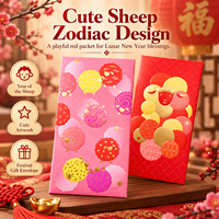 Enveloppes rouges personnalisées du zodiaque Chinois (An de la Vache et de la Chèvre), Angpao mignons du Nouvel An Chinois, enveloppes porte-bonheur Lai See, feuille d'or, vente en gros