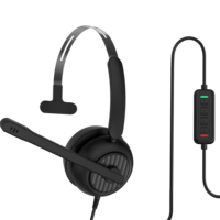 Casque filaire avec micro à perche pour centre d'appels, service client, microphone à réduction de bruit, contrôle du volume réglable