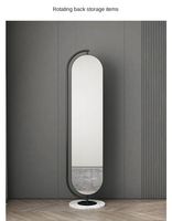 Miroir sur pied minimaliste sans cadre avec piédestal en marbre et bordure dorée pour usage domestique