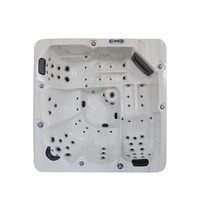 Spa acrylique pour 5 personnes, bain à remous chauffé extérieur avec jets pour une baignade confortable dans l'eau chaude
