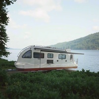 Mini-maison flottante en aluminium, préfabriquée, électrique, avec cuisine et salle de bain