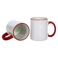 Vente en gros de tasses à café en céramique classiques colorées avec bord et poignée légères de 11 oz pour la sublimation