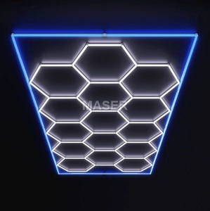 Hexagon Lights Plafonnier LED Work Light 6500K Honeycomb Light avec bordure bleue rouge verte pour <span class=keywords><strong>Garage</strong></span> Gym Store 15 Grid System - Product Image 5