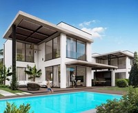 Villa de luxe préfabriquée moderne de 4 à 6 chambres, structure en acier léger, maison de villégiature