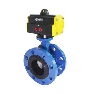 COVNA Cast Iron Soft Seal Pneumatic Air Control Flange Butterfly Valve