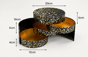 Black <b>Gold</b> Speckled Round <b>Gift</b> Packaging 3 Tier Rotating Trays Luxurious <b>Gold</b> Lining for Cosmetics Jewelry Round <b>Gift</b> Box Set - Product Image 3
